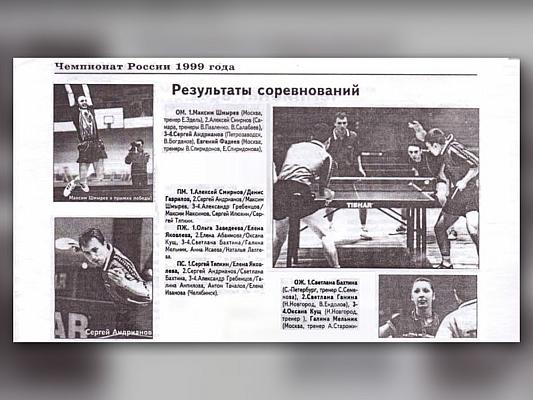 Чемпионат России по настольному теннису 1999 года: Максим Шмырёв вернул себе титул